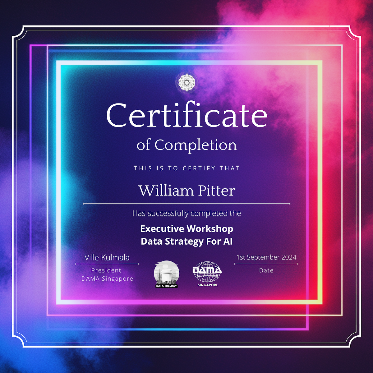 Sample certificate of completion